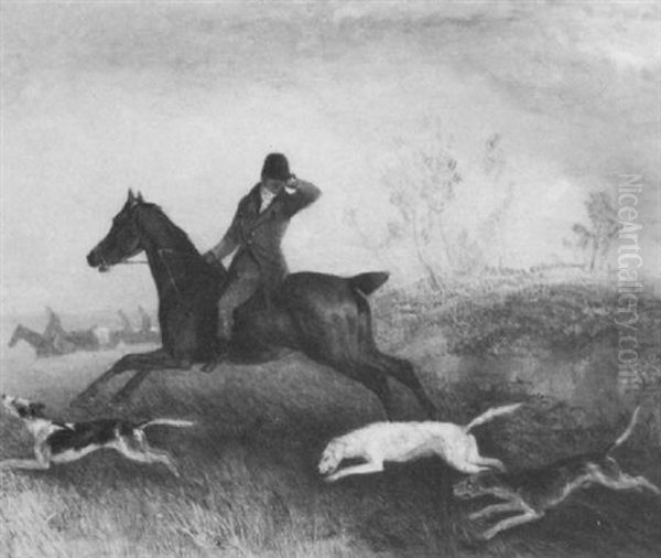 Fox Hunting Scene Oil Painting by Richard Barrett Davis