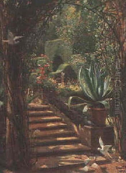 The Garden Steps Oil Painting by Stuart G. Davis