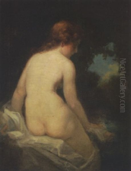 Nude In A Landscape Oil Painting by Warren B. Davis