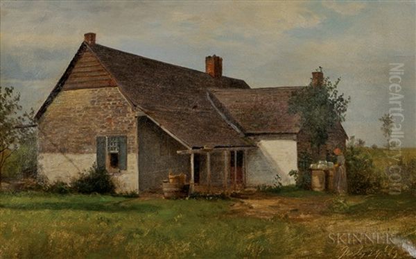 Long Island Farmhouse Oil Painting by William Moore Davis