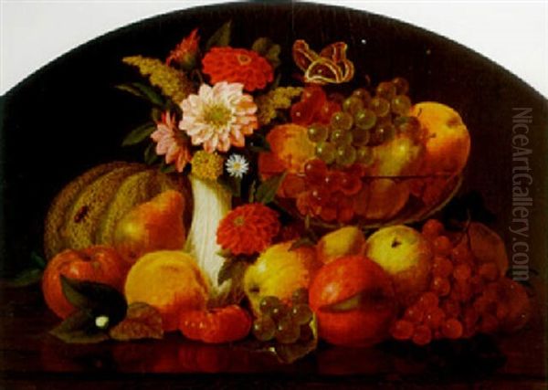 Flowers And Fruit Of September Oil Painting by William Moore Davis