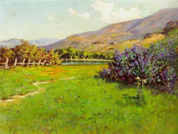 Springtime Landscape Oil Painting by Willis E. Davis