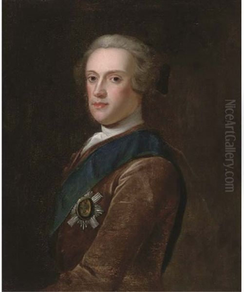 Portrait Of Sir James Hamilton, 6th Duke Of Hamilton, Wearing The Star Of The Garter Oil Painting by Jeremiah Davison