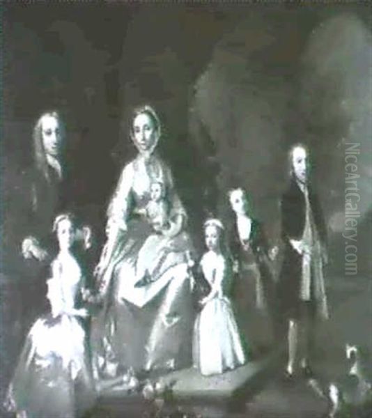 A Group Portrait Of James, 13th Earl Of Morton, And His     Family Oil Painting by Jeremiah Davison