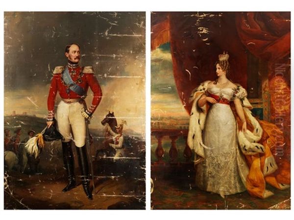 Portrait Des Russischen Zaren Nikolaus I. (+ Portrait Der Zarin Alexandra Feodorowna; Pair) Oil Painting by George Dawe