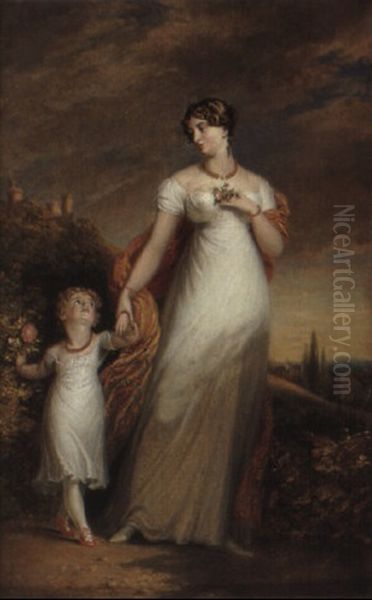 Portrtait Of Elizabeth Eardley-wilmot With Her Daughter Oil Painting by George Dawe