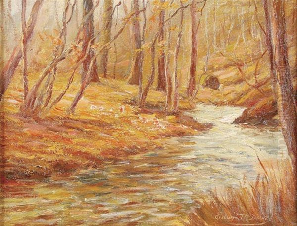 Autumn Landscape With Stream Oil Painting by Edwin Dawes