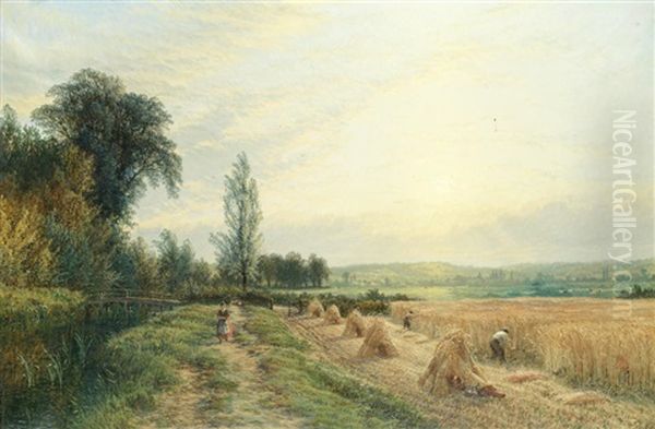 Harvest Time Oil Painting by Henry Dawson