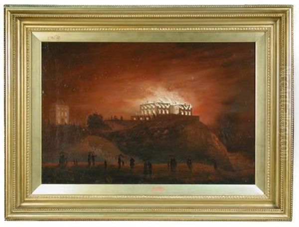 Nottingham Castle On Fire, 10 October 1831 Oil Painting by Henry Dawson