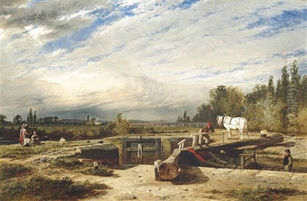 At The Lock Oil Painting by Henry Dawson