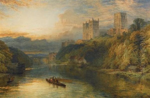 Durham Cathedral From The River Oil Painting by Henry Dawson