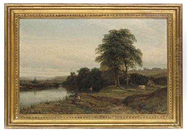 Anglers By A River Oil Painting by Henry Dawson