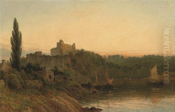 Chepstow Castle Oil Painting by Henry Dawson