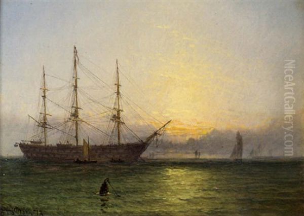 The Guardship At Dusk Oil Painting by Henry Dawson