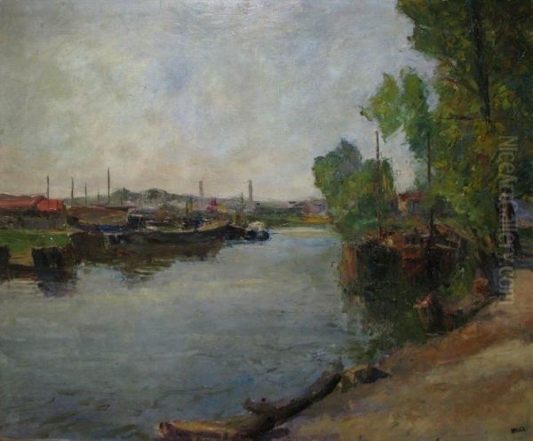 Peniches Au Bord De Riviere Oil Painting by Auguste Appelle