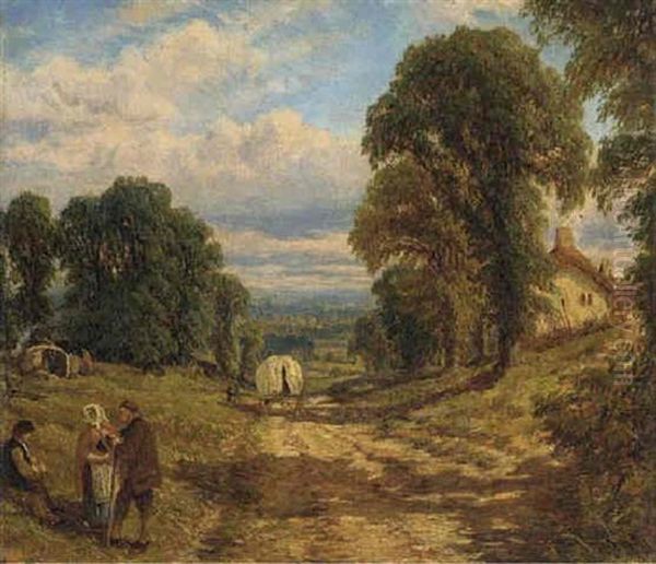 Tinkers In A Wooded Landscape Oil Painting by Henry Dawson