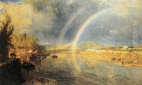 Rainbow On The Trent Oil Painting by Henry Dawson