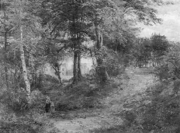 Figures In The Woods Of A Country Estate Oil Painting by Henry Dawson