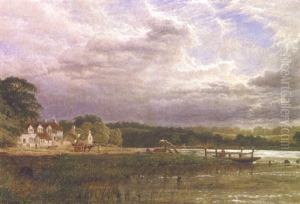 Gunthorpe Ferry Oil Painting by Henry Dawson