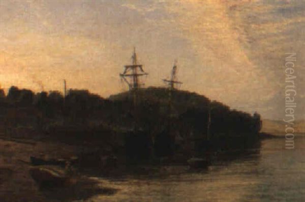 The Harbour Oil Painting by Henry Thomas Dawson