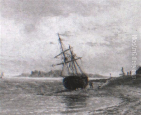 Isle Of Wight Seen From Christchurch Oil Painting by Henry Thomas Dawson