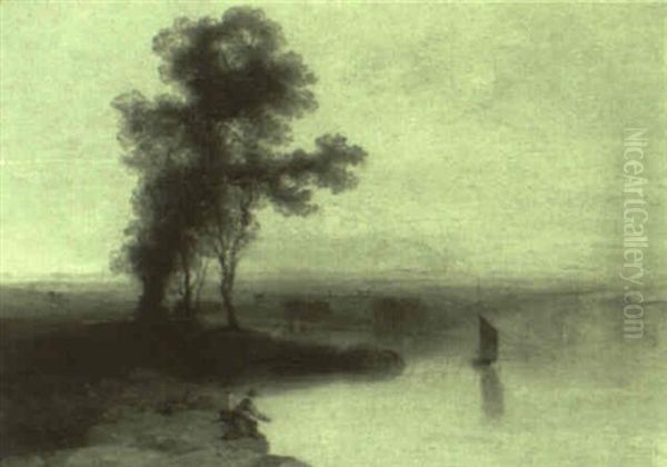 On The Yare Oil Painting by Henry Thomas Dawson