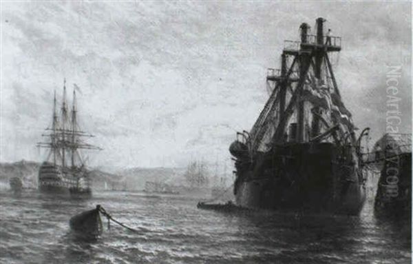 The `pallas' Refitting At Devonport Oil Painting by Henry Thomas Dawson