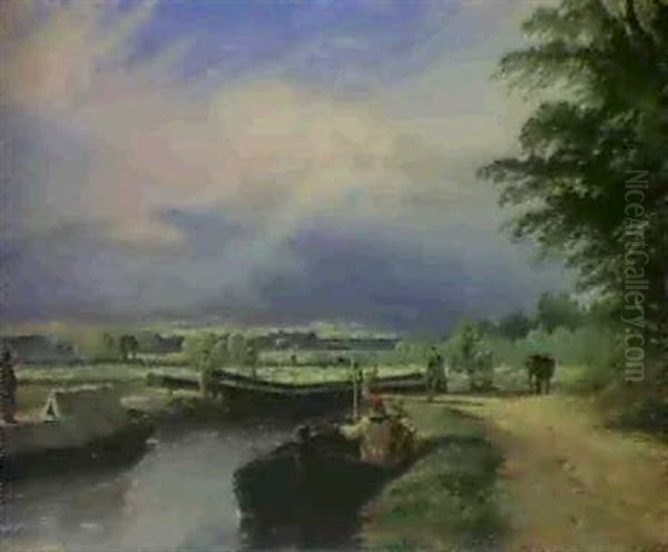 The Grantham Canal Oil Painting by Henry Thomas Dawson