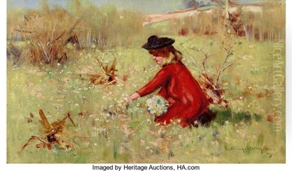 Picking A Posy Oil Painting by Dawson Dawson-Watson