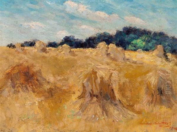 Haystacks Oil Painting by Dawson Dawson-Watson