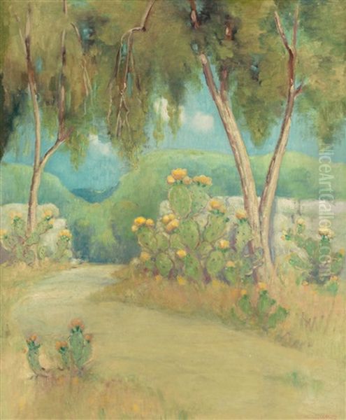 Entrance To The Gallagher Ranch In Bandera, Texas Oil Painting by Dawson Dawson-Watson