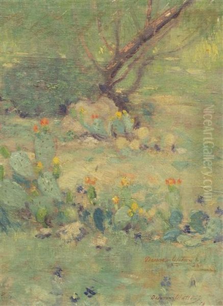 Prickly Pear Cactus Oil Painting by Dawson Dawson-Watson