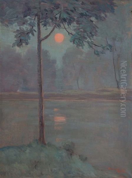 Harvest Moon Over Texas Oil Painting by Dawson Dawson-Watson