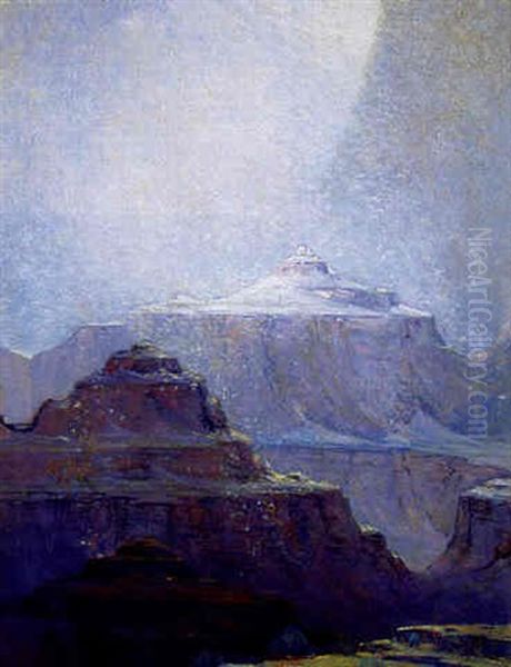 Grand Canyon In Winter Oil Painting by Dawson Dawson-Watson