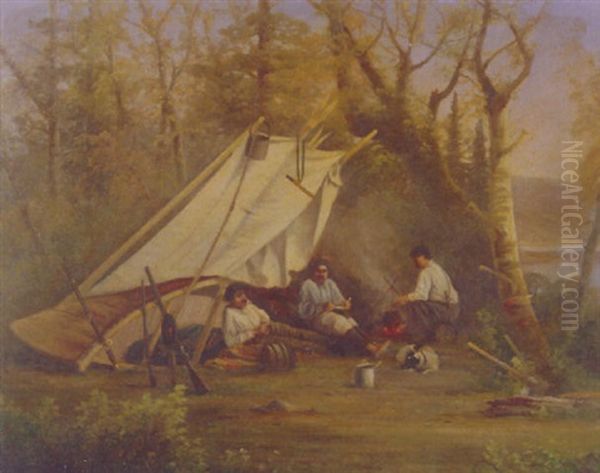 Hunters Camp At Dinner Time Oil Painting by Forshaw Day