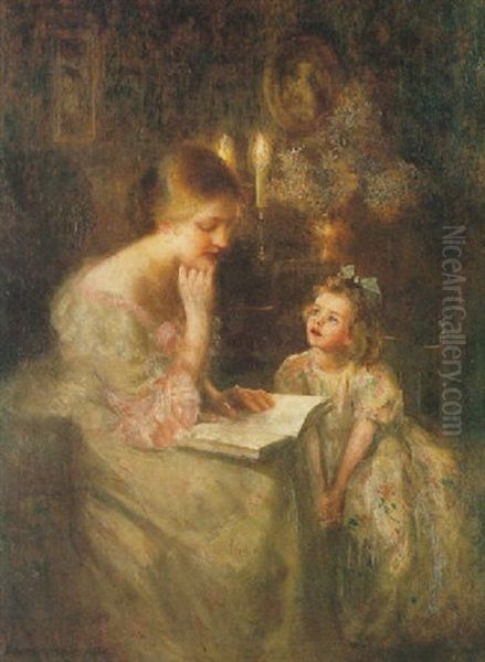 Storytime Oil Painting by James Francis Day