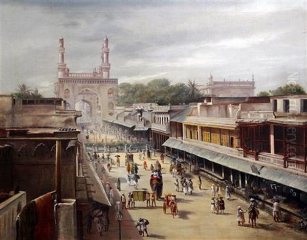 View Of Hyderabad, (secunderabad) Oil Painting by Lala Deen Dayal