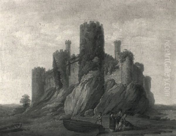 A View Of Conway Castle Oil Painting by Edward Dayes