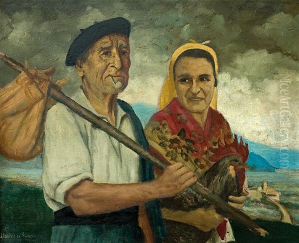 Campesinos Oil Painting by Julian de Aldeocoa y Arano