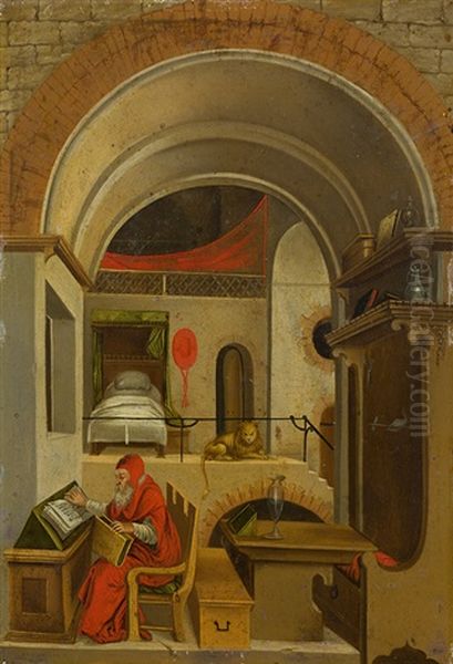 Der Heilige Hieronymus Mit Lowe Oil Painting by Dirck de Bray