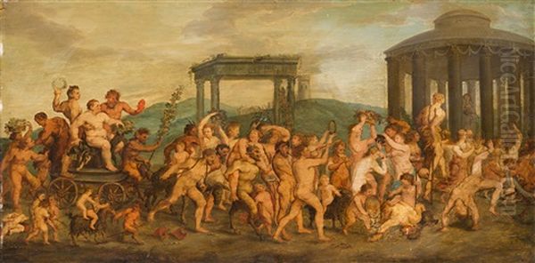 Triumph Of Bacchus Oil Painting by Johann De Bry