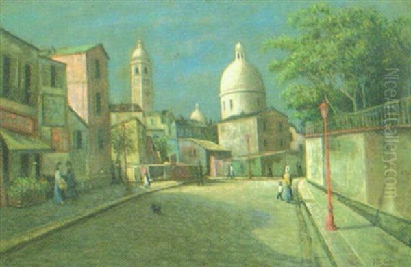 Gatuparti Med Figurer, Montmartre, Paris Oil Painting by Joseph De Camp