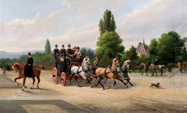 Paseo En Calesa Oil Painting by Auguste Henri Louis de Clermont