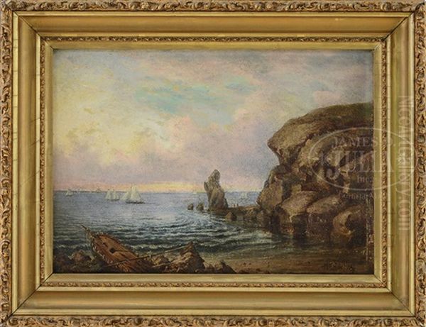 Coastal View With Sailboats Oil Painting by Mauritas Frederik H. De Haas