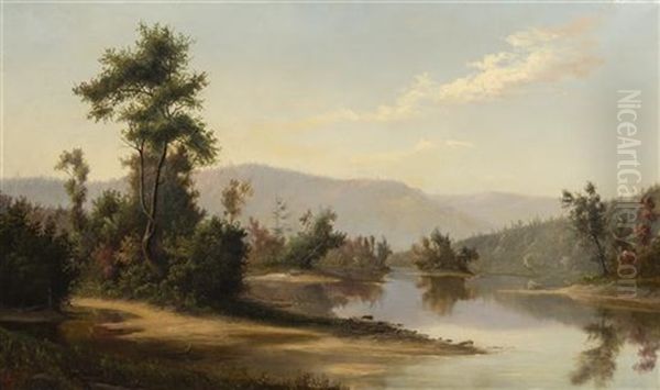 Hudson River Valley Oil Painting by Franklin B. De Haven