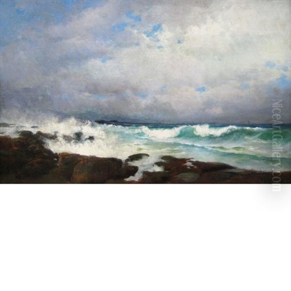 Crashing Waves Oil Painting by Franklin B. De Haven