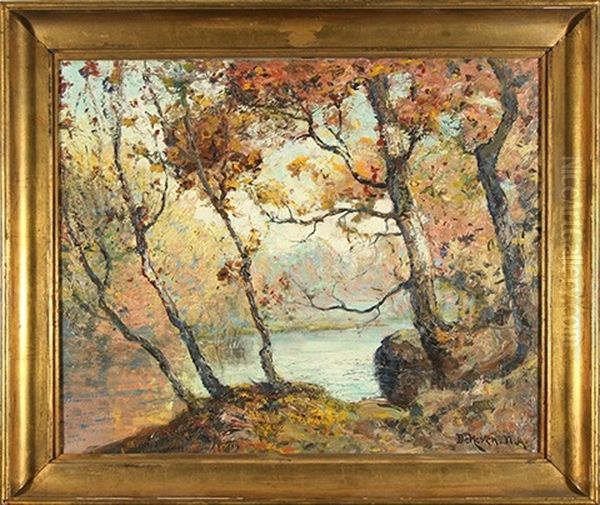 Autumn Along The River Oil Painting by Franklin B. De Haven