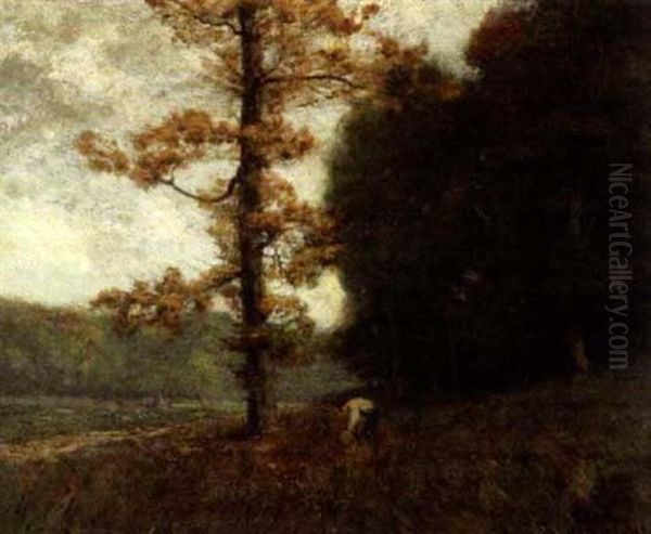 Woodland Scene Oil Painting by Franklin B. De Haven