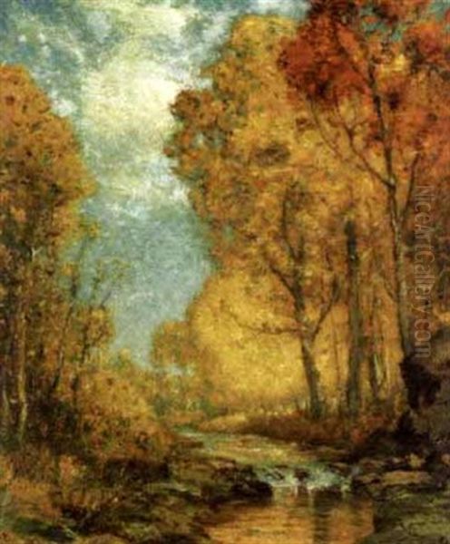 Autumn Landscape Oil Painting by Franklin B. De Haven