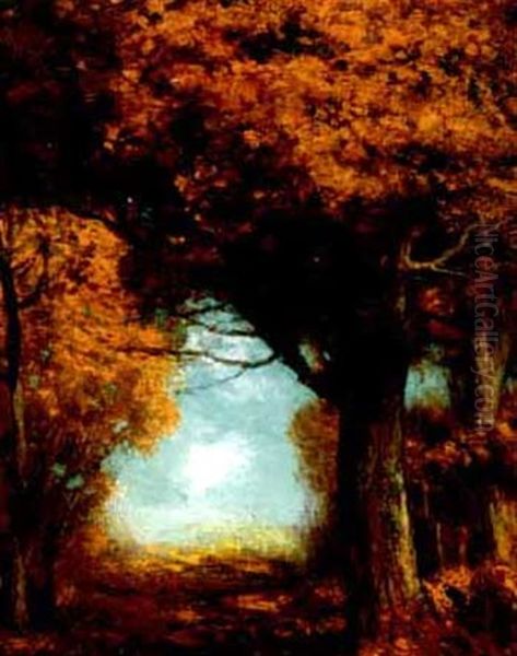 Golden Forest Oil Painting by Franklin B. De Haven